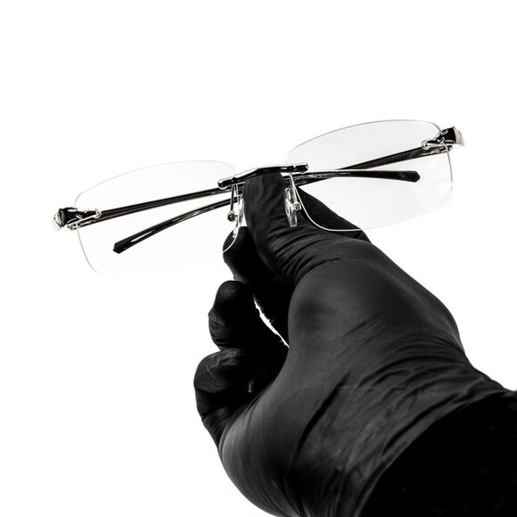 Luxury Leopard Clear Lens Silver Frame Hip Hop Retro Men's Rectangular Glasses - Picture 5 of 6